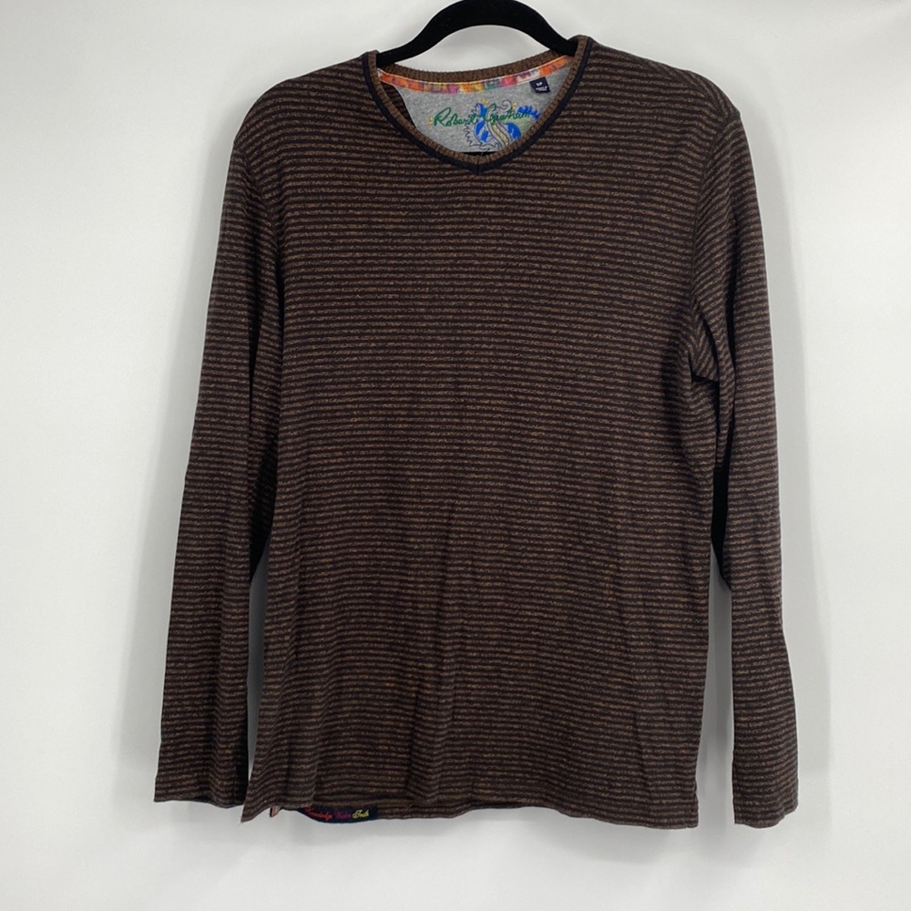Robert Graham Mens Black Striped Long Sleeve Cotton Shirt